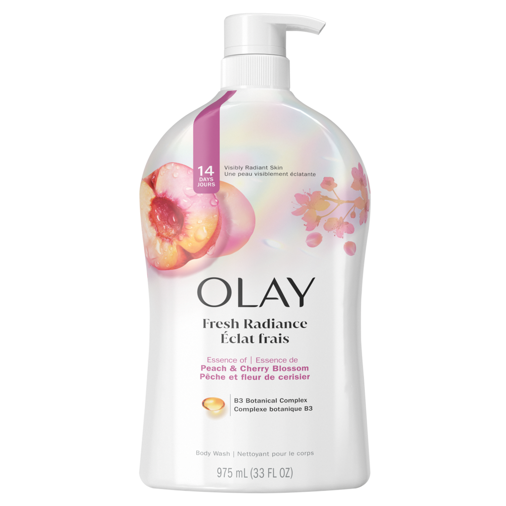Olay Fresh Outlast Paraben Free Body Wash with Energizing Notes of Peach and Cherry Blossom - 33oz/4pk
