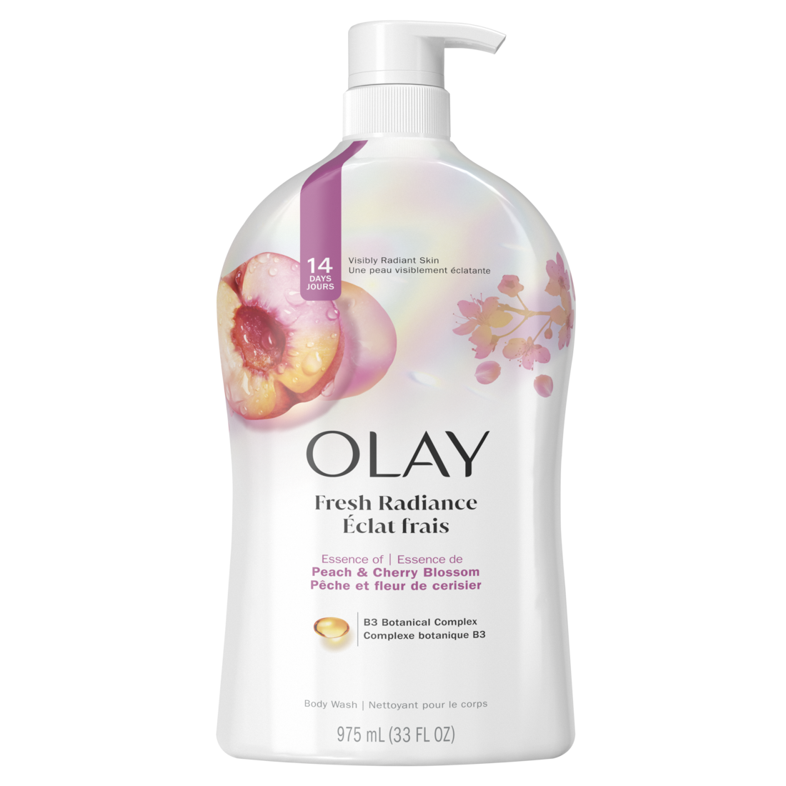 Olay Fresh Outlast Paraben Free Body Wash with Energizing Notes of Peach and Cherry Blossom - 33oz/4pk