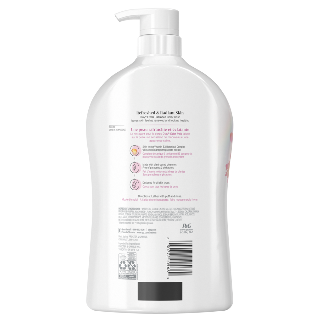 Olay Fresh Outlast Paraben Free Body Wash with Energizing Notes of Peach and Cherry Blossom - 33oz/4pk