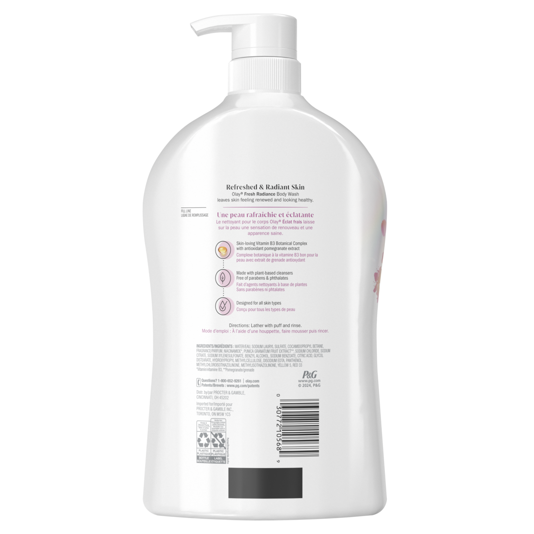Olay Fresh Outlast Paraben Free Body Wash with Energizing Notes of Peach and Cherry Blossom - 33oz/4pk