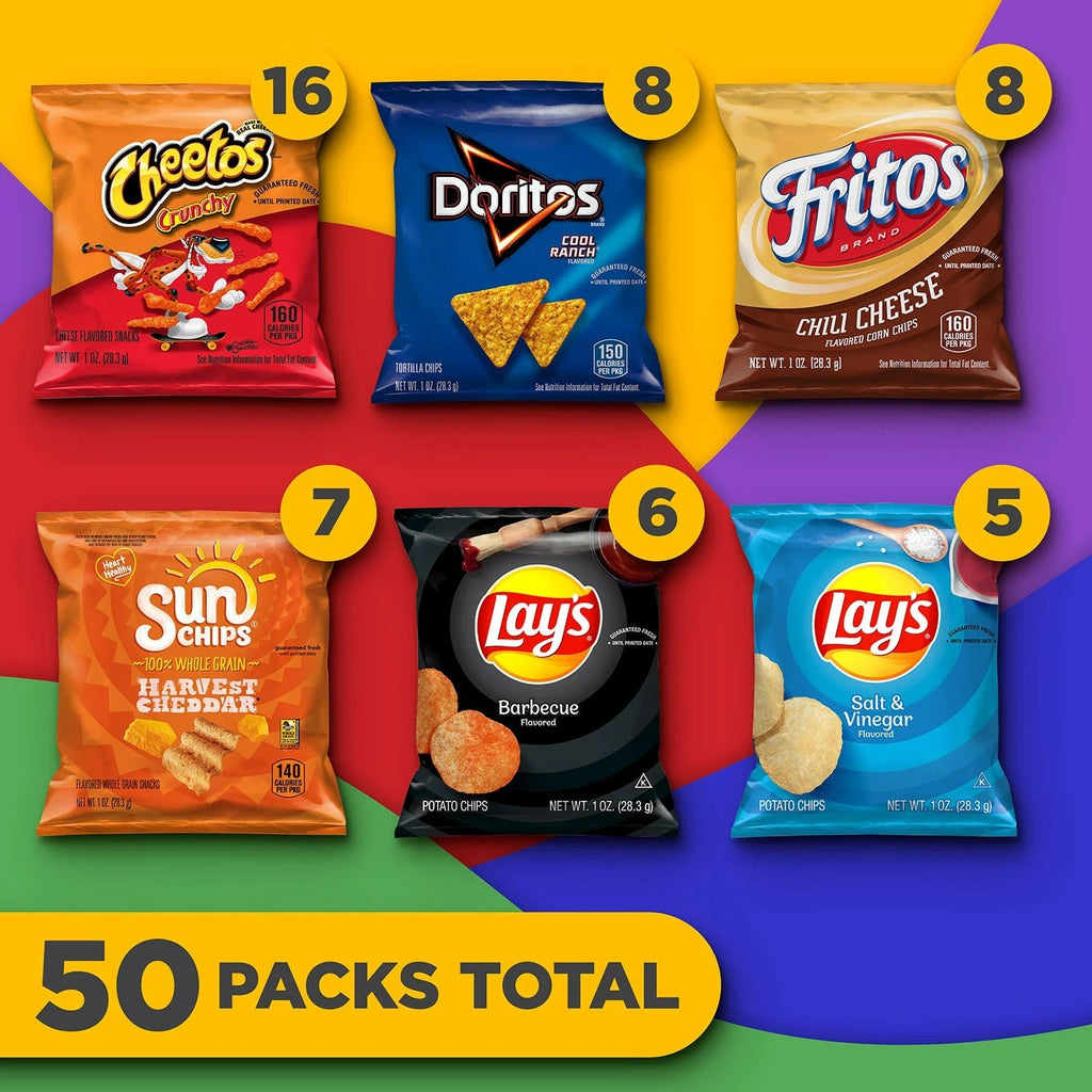 Frito-Lay Flavor Mix Chips Variety Pack Total 50oz - 50ct/1pk