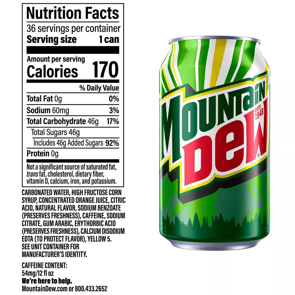 Mountain Dew Cans - 12oz/36pk