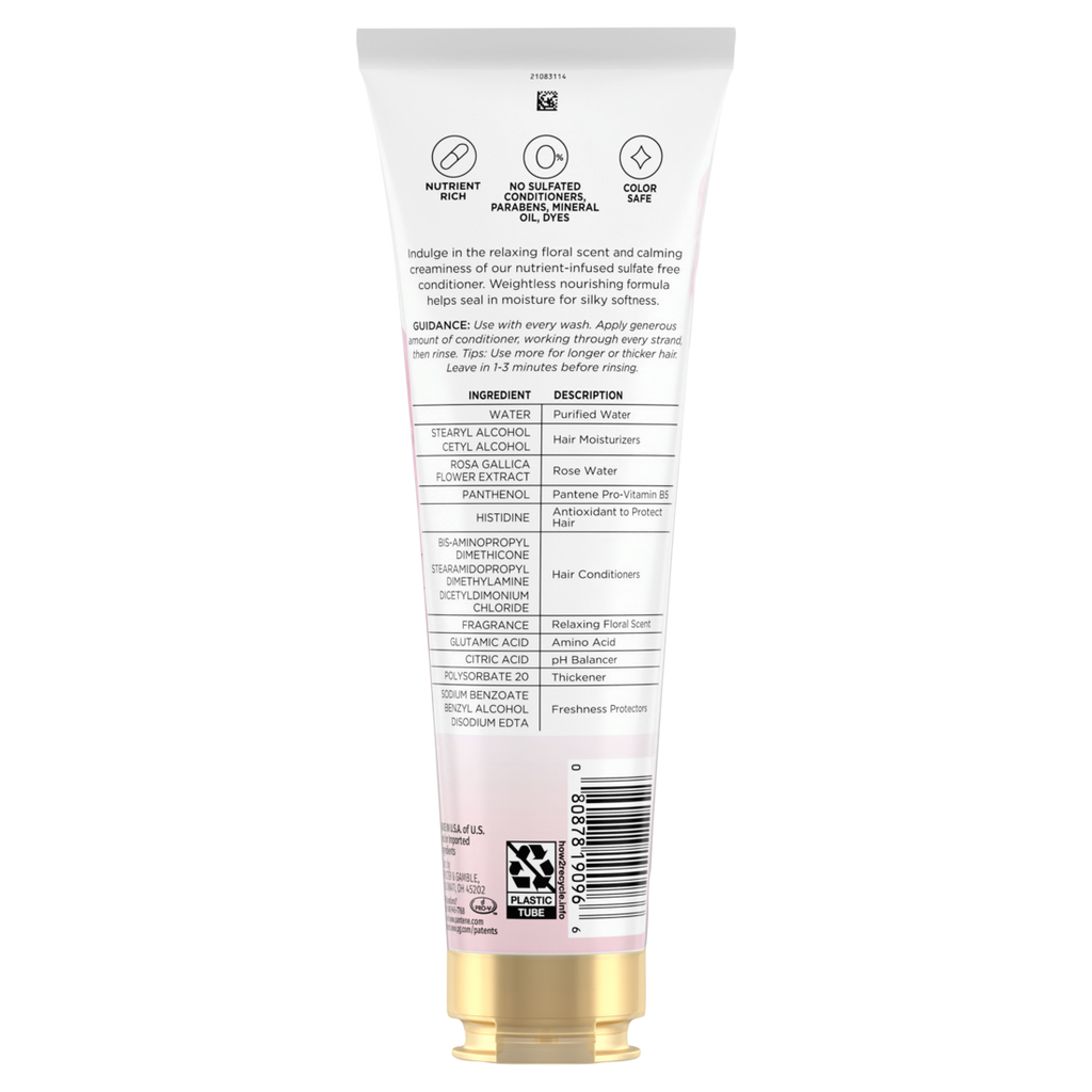 Pantene Nutrient Blends Miracle Moisture Boost Rose Water Sulfate Free Conditioner - 8oz/3pk