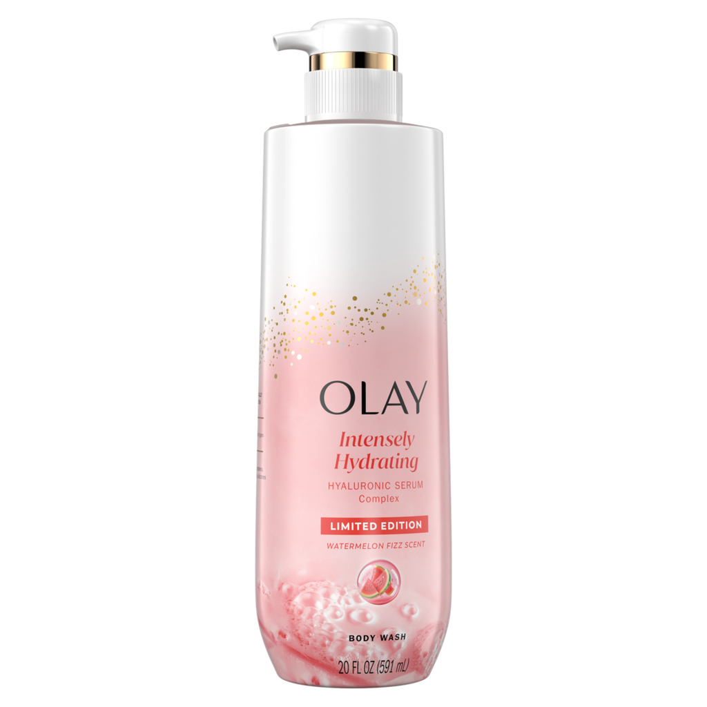 Olay Intensely Hydrating Body Wash With Hyaluronic Serum Complex Watermelon Fizz Scent - 20oz/4pk