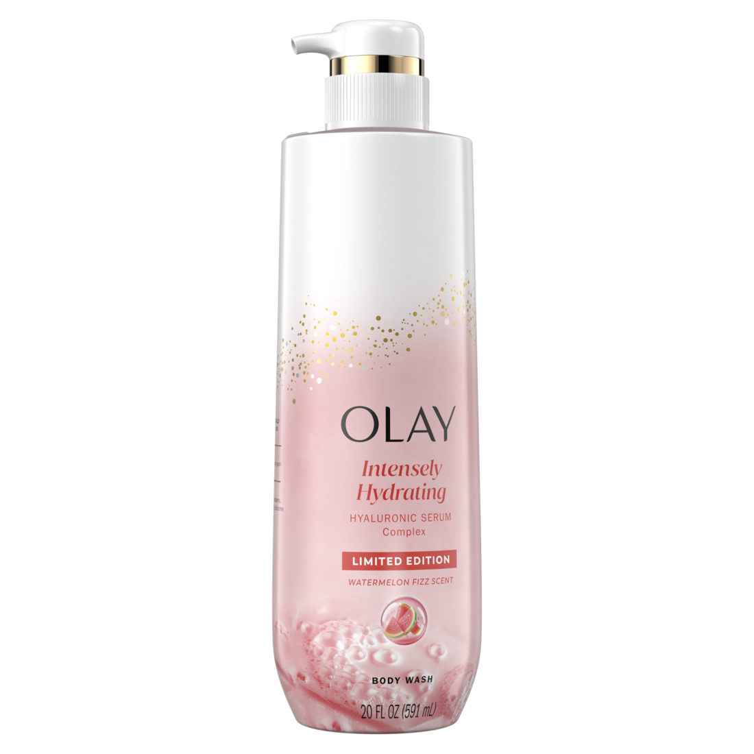 Olay Intensely Hydrating Body Wash With Hyaluronic Serum Complex Watermelon Fizz Scent - 20oz/4pk