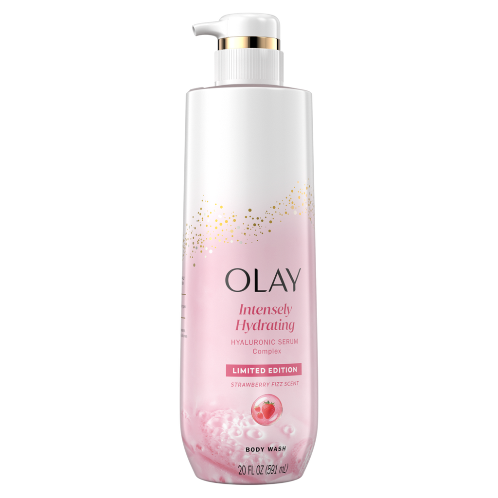 Olay Intensely Hydrating Body Wash With Hyaluronic Serum Complex Strawberry Fizz Scent - 20oz/4pk