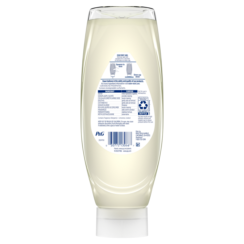 Dawn Free & Clear Ez-Squeeze Dish Soap Liquid Dishwashing Liquid Grease Removal Lemon - 24.3oz/8pk