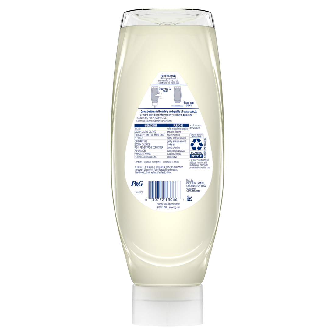 Dawn Free & Clear Ez-Squeeze Dish Soap Liquid Dishwashing Liquid Grease Removal Lemon - 24.3oz/8pk