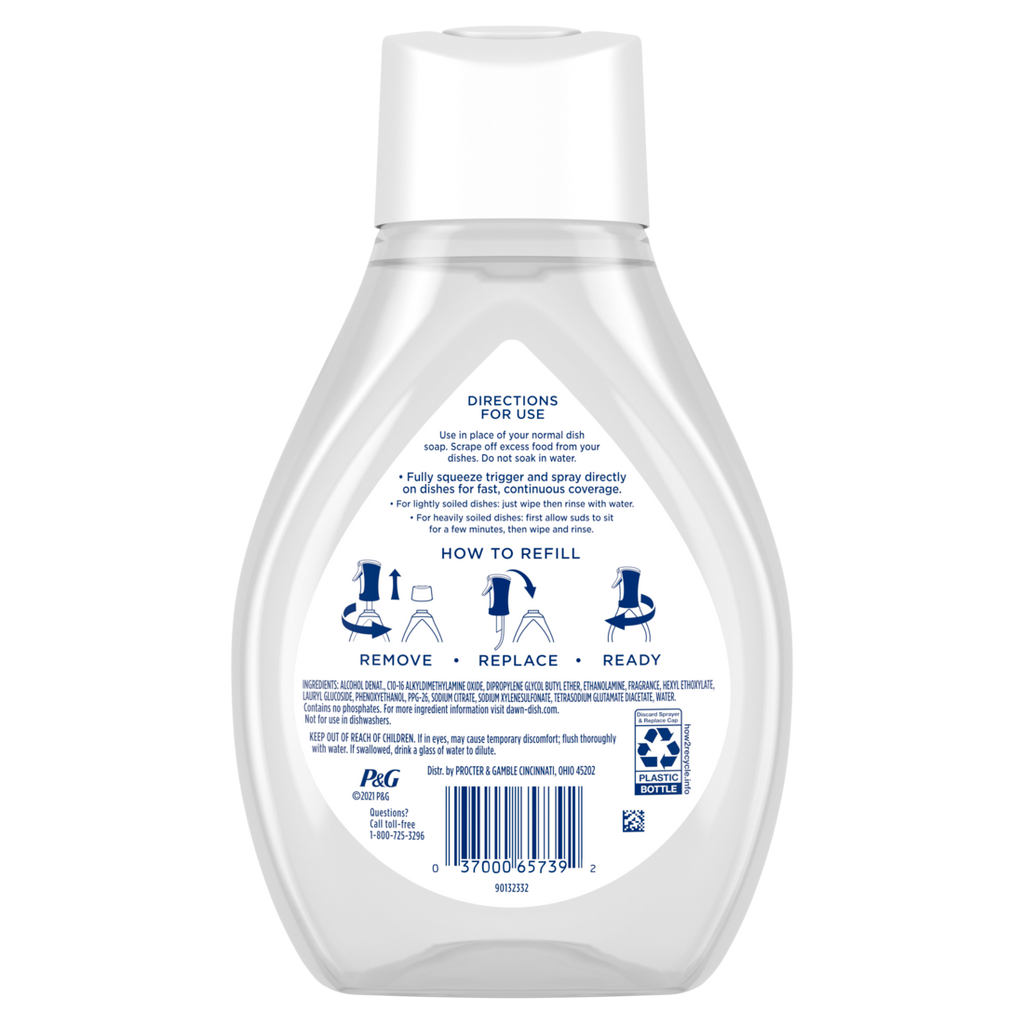 Dawn Powerwash Free & Clear Spray Dish Soap Dishwashing Liquid Light Pear Refill - 16oz/6pk