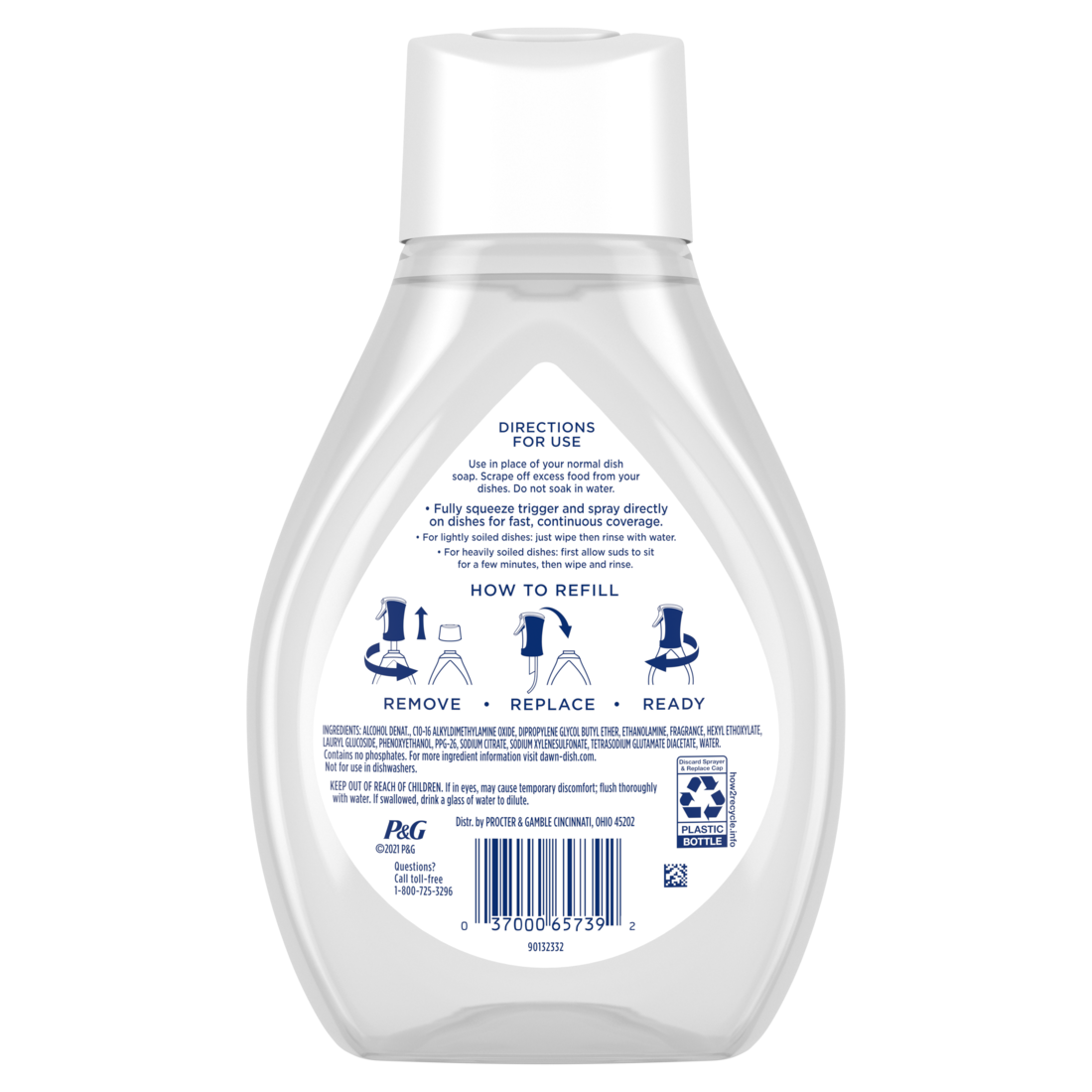 Dawn Powerwash Free & Clear Spray Dish Soap Dishwashing Liquid Light Pear Refill - 16oz/6pk