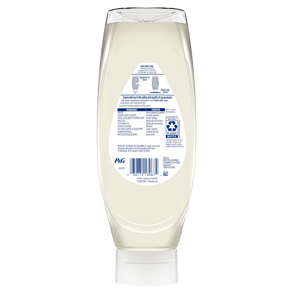 Dawn Free & Clear Ez-Squeeze Dish Soap Liquid Dishwashing Liquid Grease Removal Unscented - 24.3oz/8pk