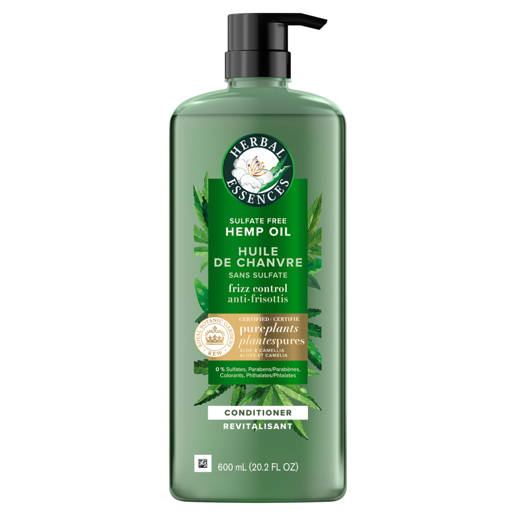Herbal Essences Hemp Oil Sulfate Free Conditioner Frizz Control With Certified Camellia Oil And Aloe Vera For All Hair Types Especially Frizzy Hair - 20.2oz/4pk