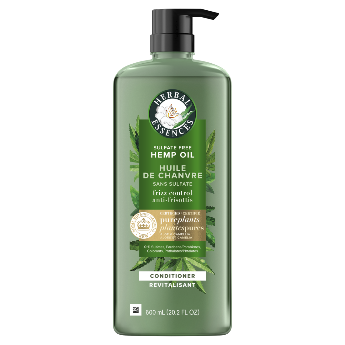 Herbal Essences Hemp Oil Sulfate Free Conditioner Frizz Control With Certified Camellia Oil And Aloe Vera For All Hair Types Especially Frizzy Hair - 20.2oz/4pk