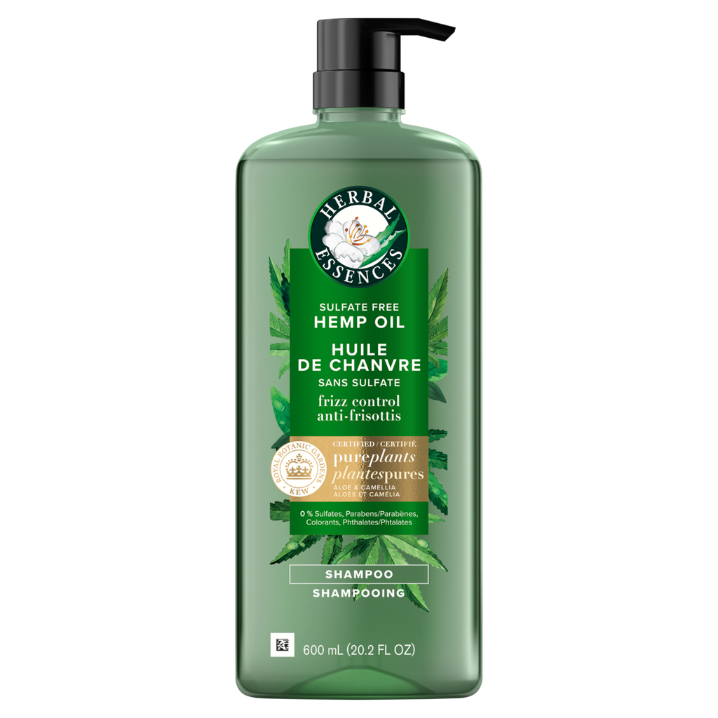 Herbal Essences Hemp Oil Sulfate Free Shampoo Frizz Control With Certified Camellia Oil And Aloe Vera For All Hair Types Especially Frizzy Hair - 20.2oz/4pk