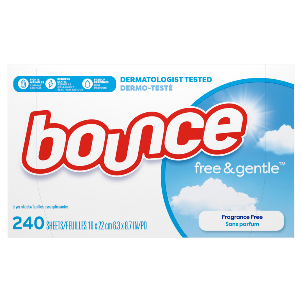 Bounce Free & Gentle Dryer Sheets Unscented - 240ct/4pk