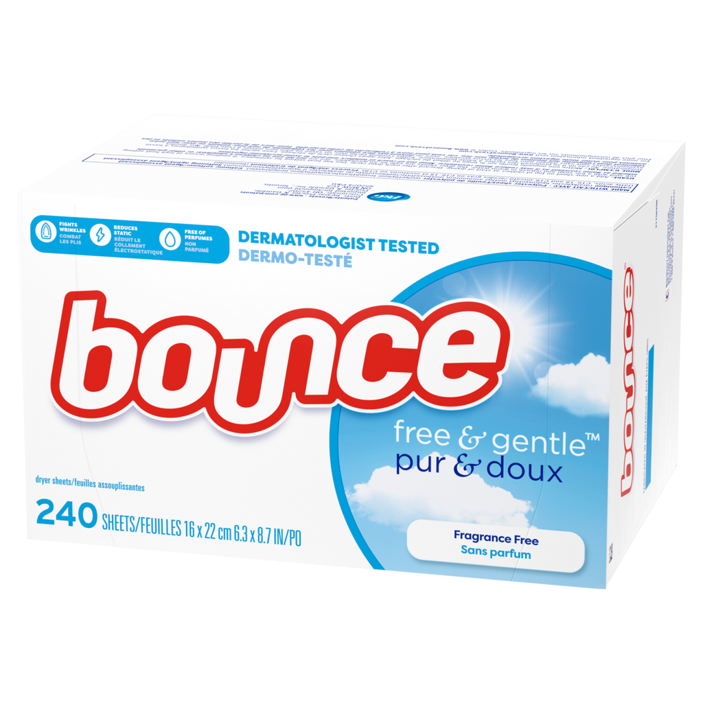Bounce Free & Gentle Dryer Sheets Unscented - 240ct/4pk