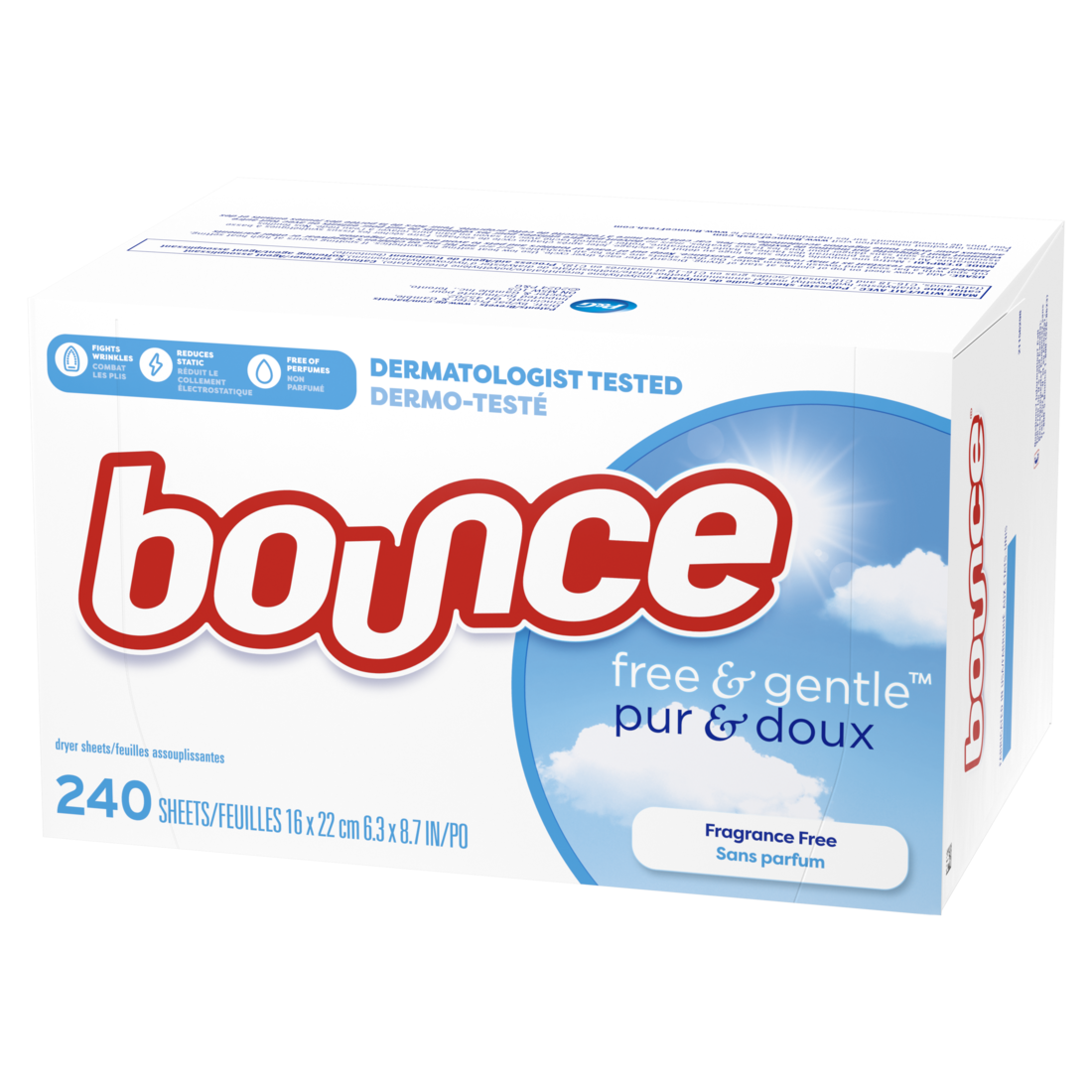 Bounce Free & Gentle Dryer Sheets Unscented - 240ct/4pk