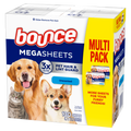 Bounce Pet Hair And Lint Guard Mega Dryer Sheets With 3X Pet Hair Fighters Unscented - 130ct/3pk
