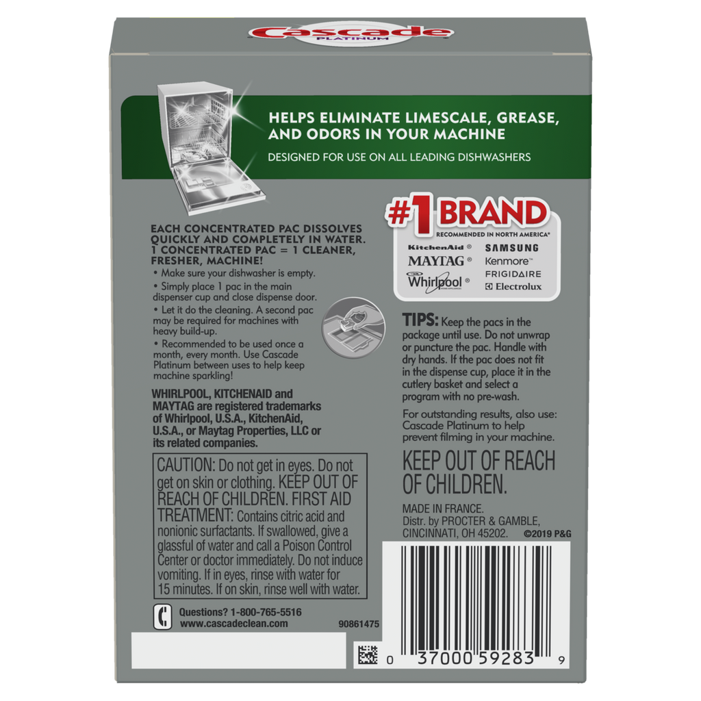 Cascade Platinum Dishwasher Cleaner - 3ct/6pk