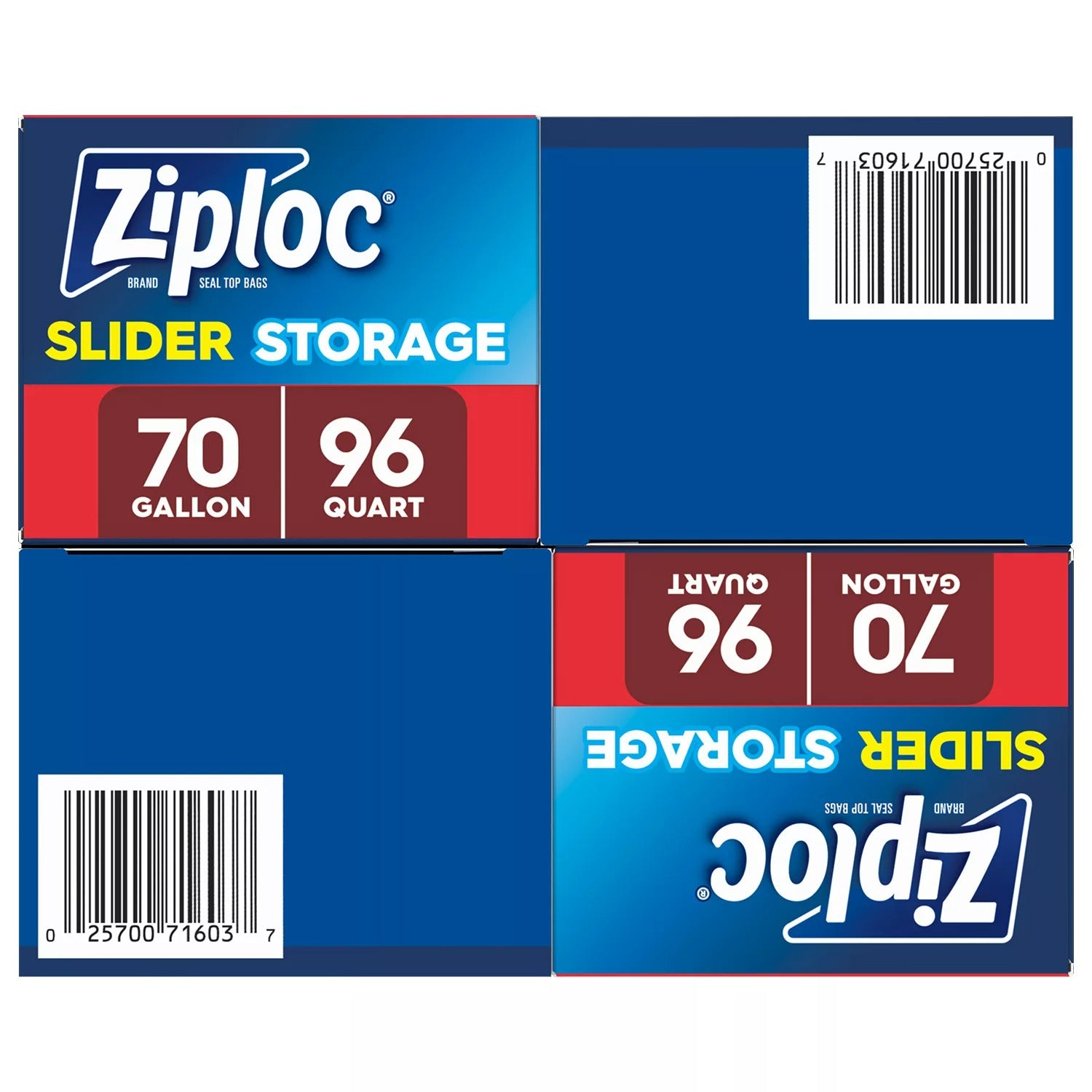 Ziploc Slider Storage Bags Variety Pack Quart and Gallon - (96+70)ct/1pk