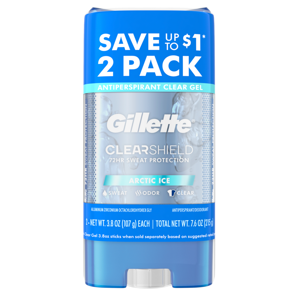 Gillette Clear Gel Antiperspirant And Deodorant For Men Artic Ice Scent Twin Pack - (2x3.8)oz/6pk