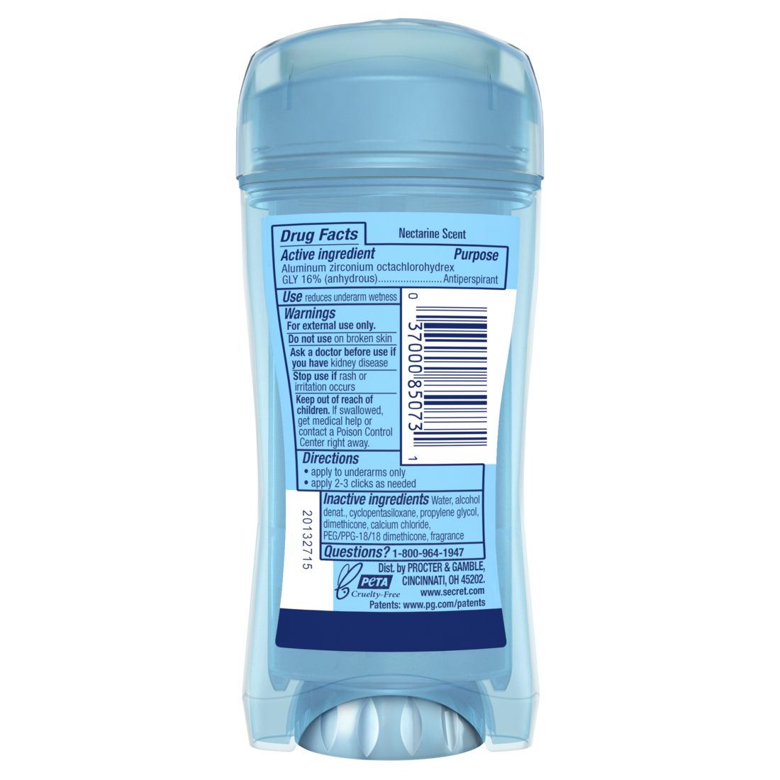 Secret Fresh Clear Gel Antiperspirant And Deodorant For Women Sweet Nectarine Scent - 2.6oz/12pk