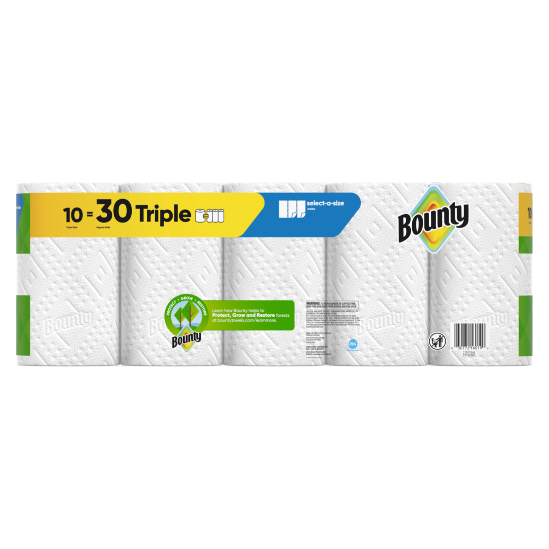 Bounty Paper Towels Select-A-Size White 10 Triple Rolls 123 Sheets Per Roll - 10ct/1pk