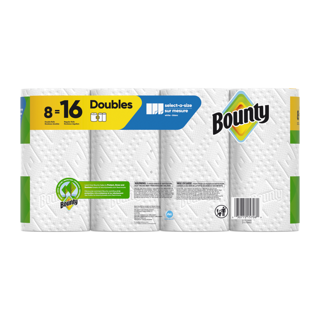 Bounty Paper Towels Select-A-Size White 8 Double Rolls 82 Sheets Per Roll - 8ct/1pk
