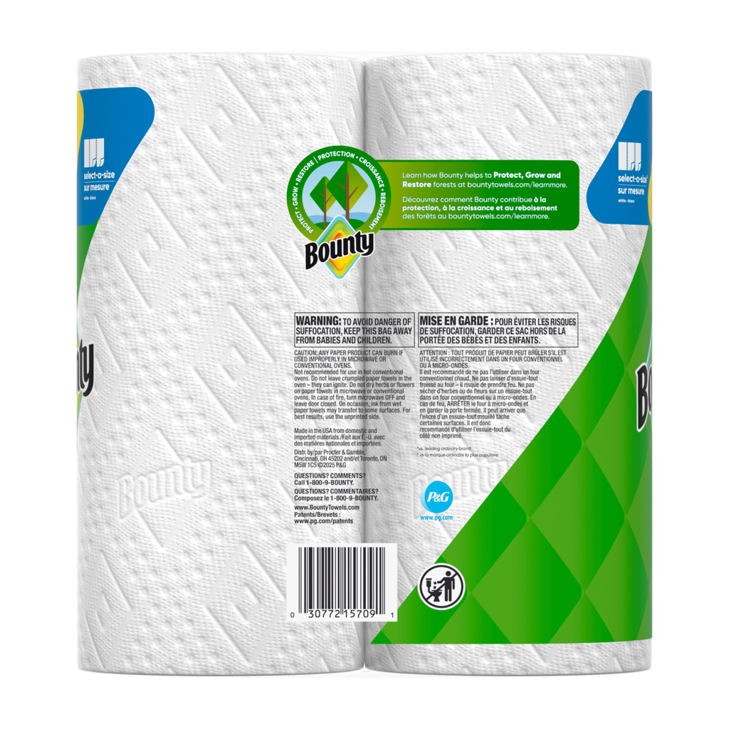 Bounty Paper Towels Select-A-Size White 2 Double Rolls 82 Sheets Per Roll - 2ct/6pk