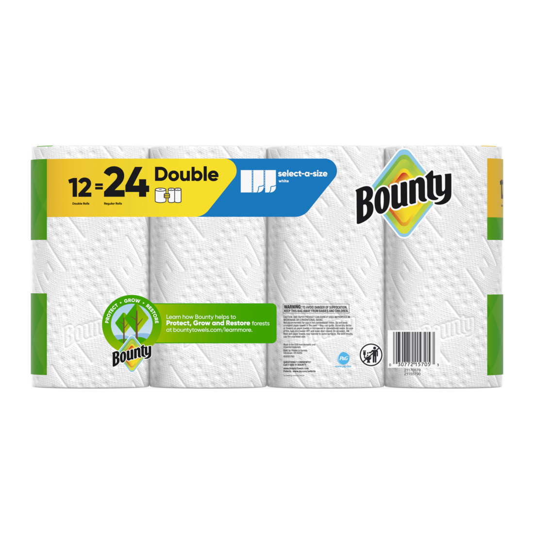 Bounty Paper Towels Select-A-Size White 12 Double Rolls 82 Sheets Per Roll - 12ct/1pk
