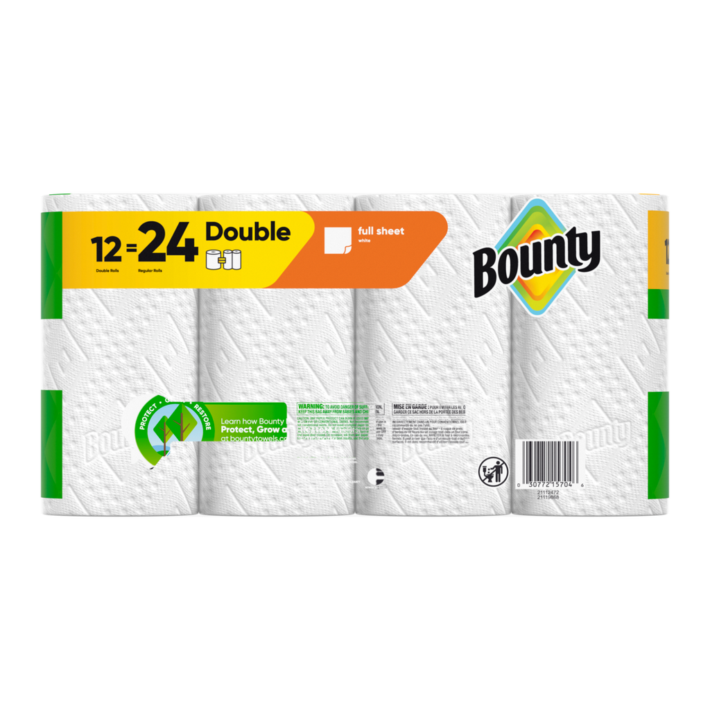 Bounty Paper Towels Full Sheet White Double Rolls - (12x50)ct/1pk