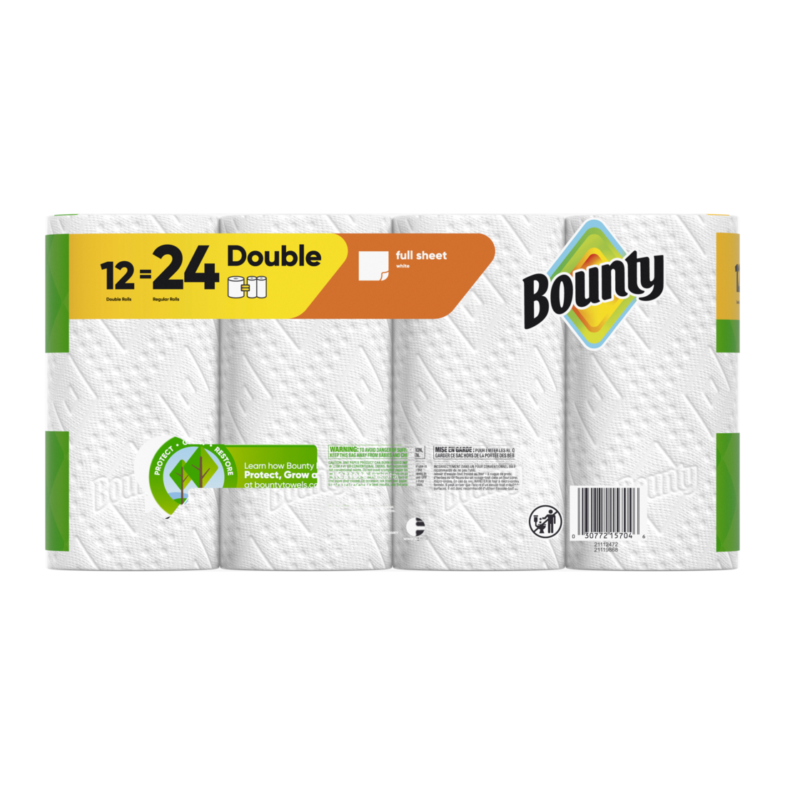 Bounty Paper Towels Full Sheet White Double Rolls - (12x50)ct/1pk