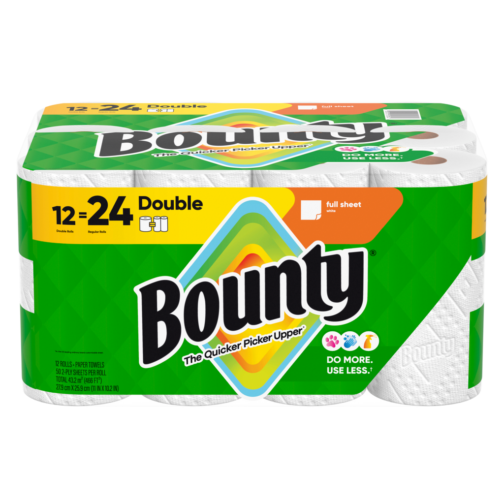 Bounty Paper Towels Full Sheet White Double Rolls - (12x50)ct/1pk