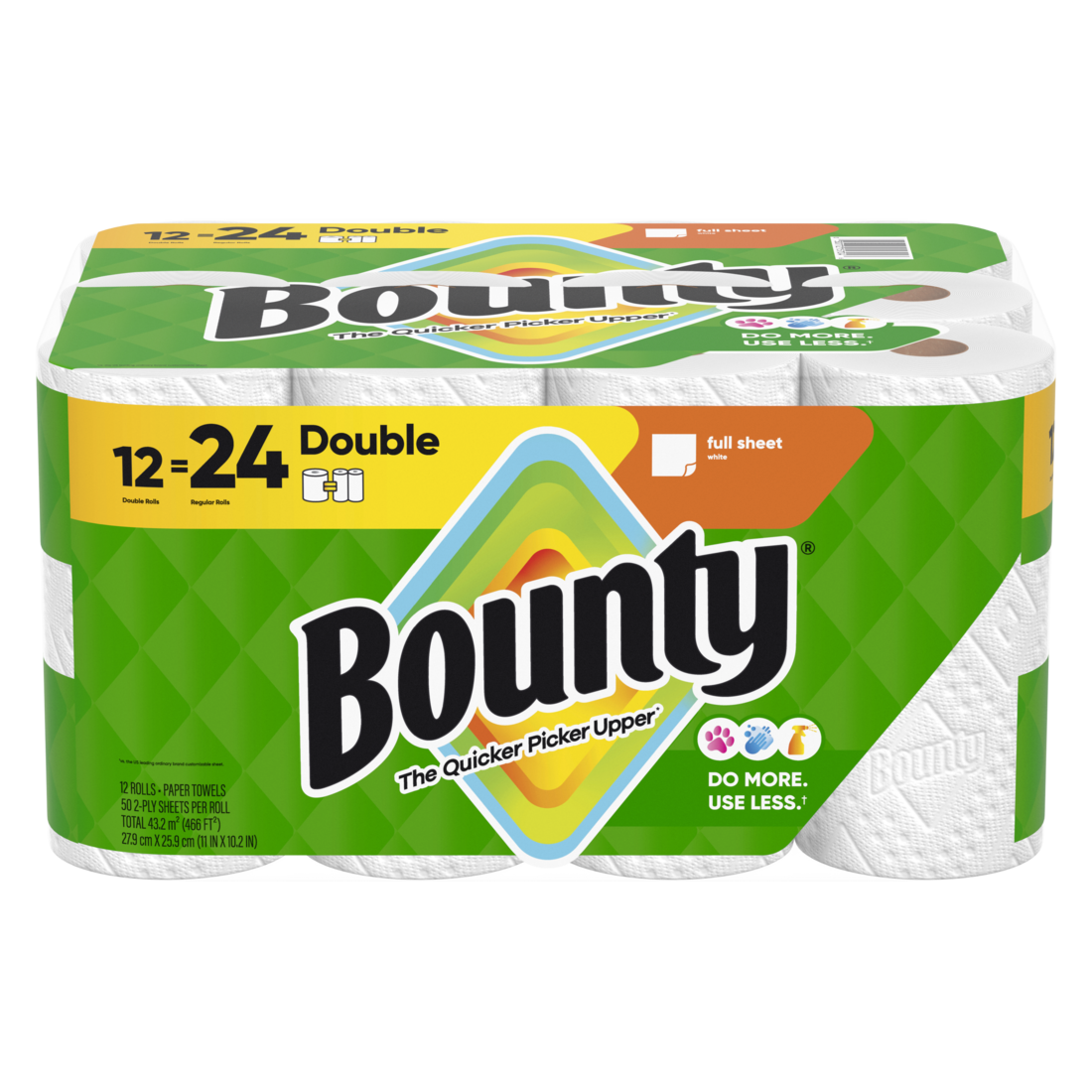 Bounty Paper Towels Full Sheet White Double Rolls - (12x50)ct/1pk