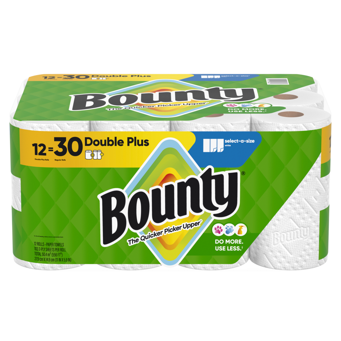 Bounty Paper Towels Select-A-Size White 12 Double Plus Rolls 103 Sheets Per Roll - 12ct/1pk