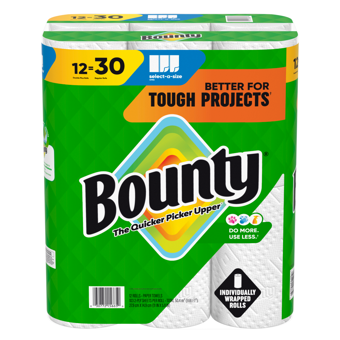 Bounty Paper Towels Select-A-Size White 12 Double Plus Rolls 103 Sheets Per Roll - 12ct/1pk