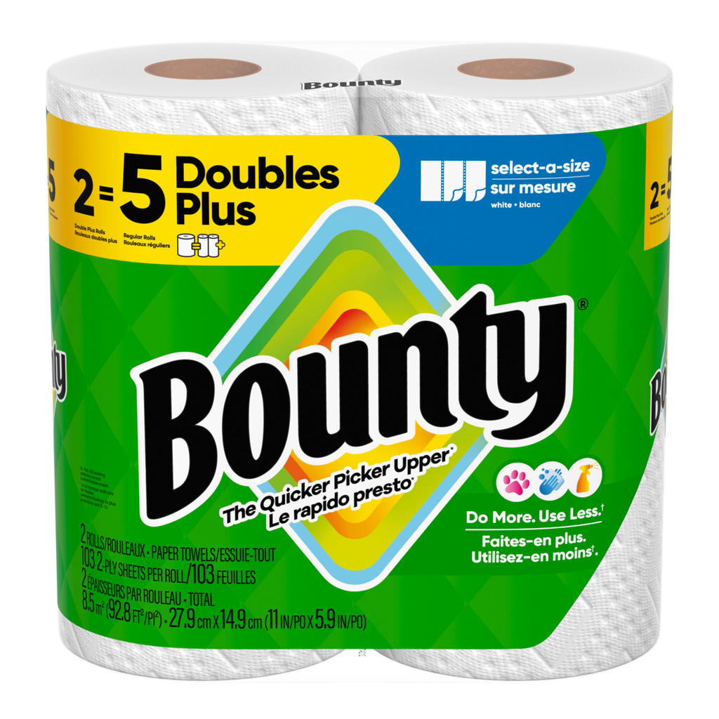 Bounty Paper Towels Select-A-Size White 2 Double Plus Rolls 103 Sheets Per Roll - 2ct/6pk