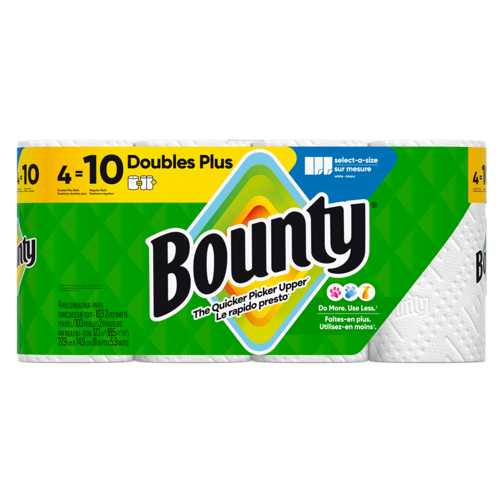 Bounty Paper Towels Select-A-Size White 4 Double Plus Rolls 103 Sheets Per Roll - 4ct/6pk