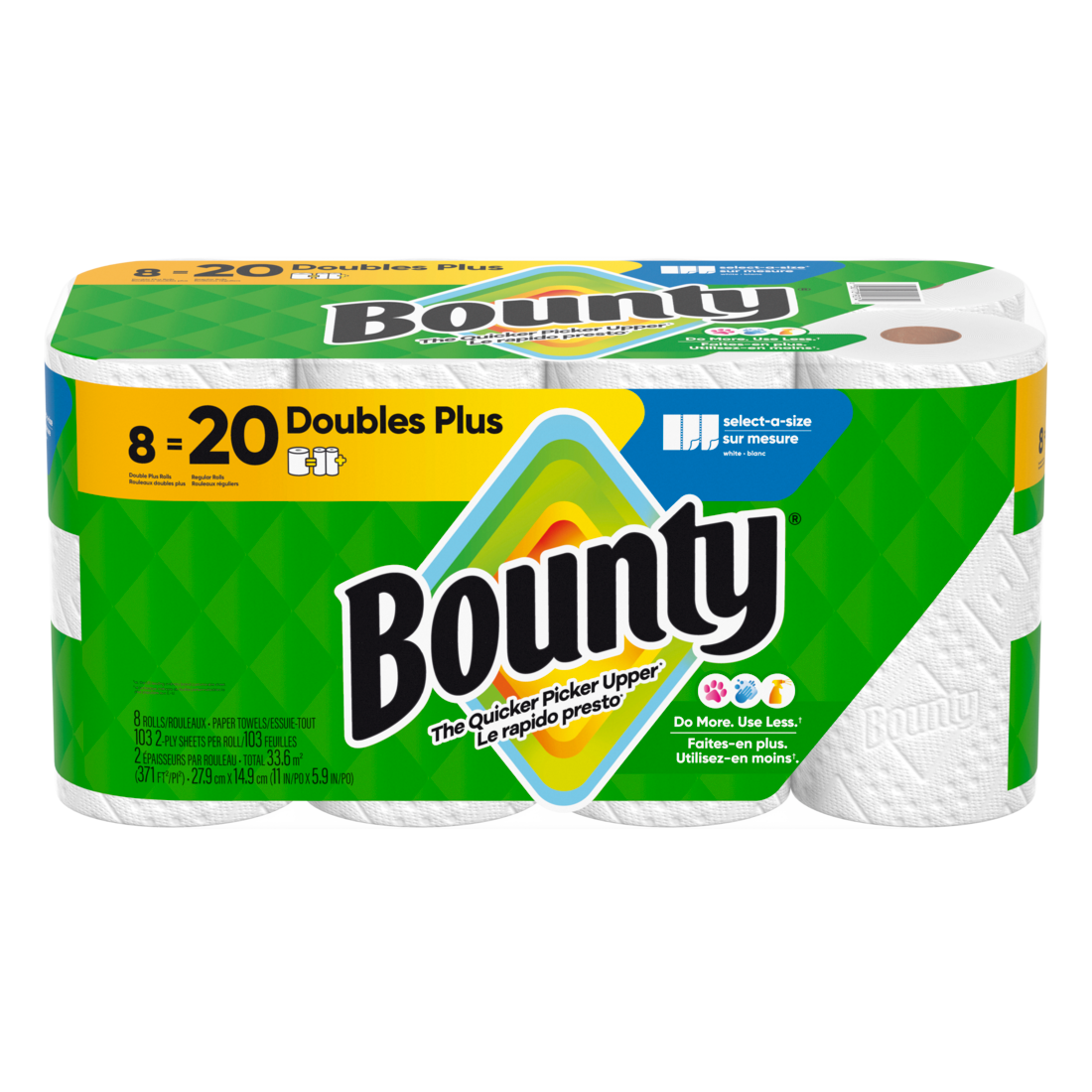 Bounty Paper Towels Select-A-Size White 8 Double Plus Rolls 103 Sheets Per Roll - 8ct/1pk