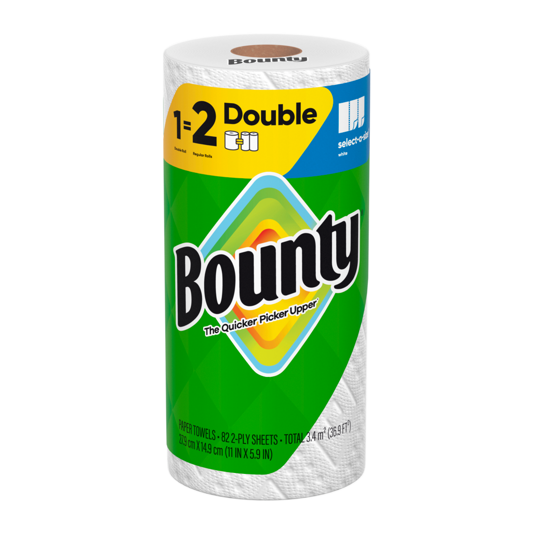 Bounty Paper Towels Select-A-Size White 1 Double Roll 82 Sheets Per Roll - 1ct/24pk