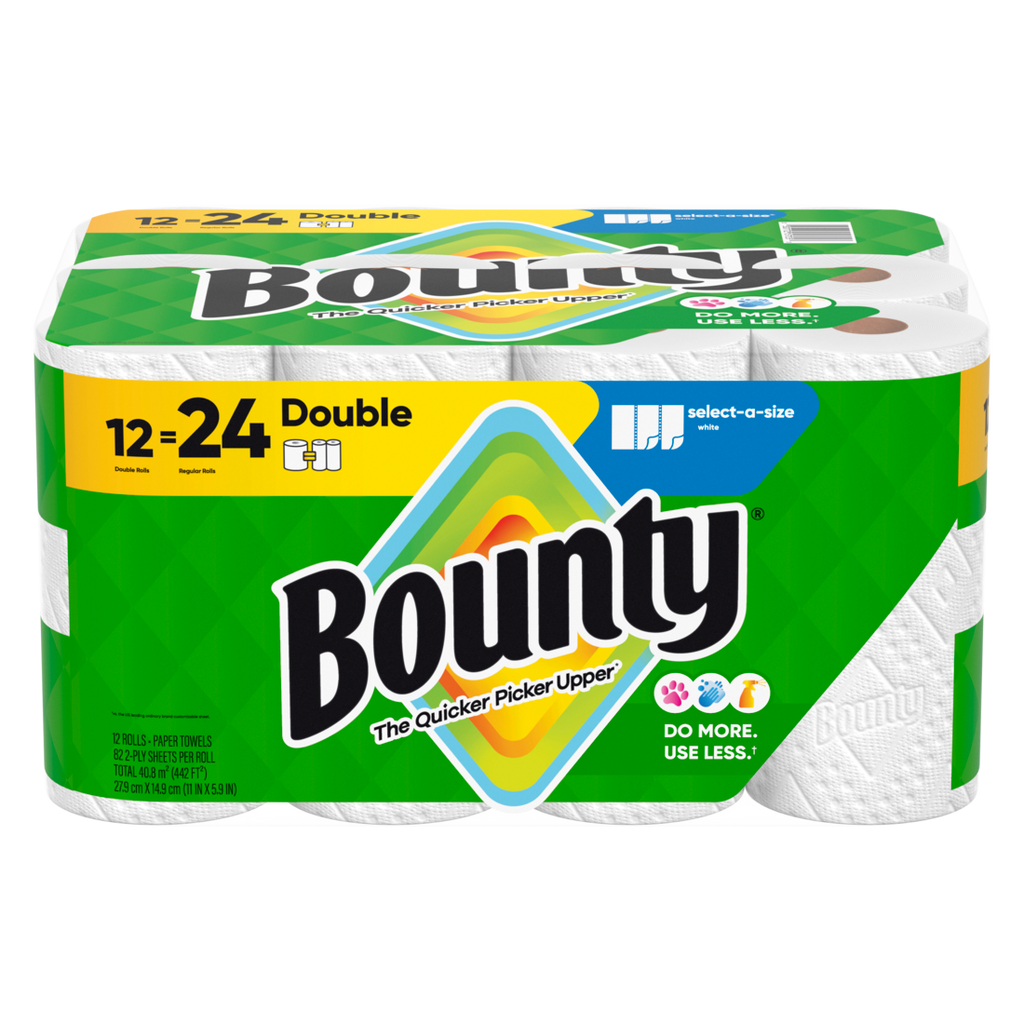 Bounty Paper Towels Select-A-Size White 12 Double Rolls 82 Sheets Per Roll - 12ct/1pk