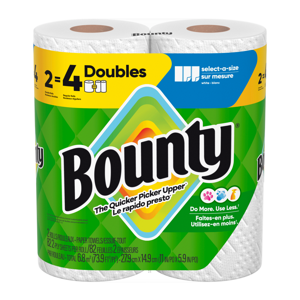 Bounty Paper Towels Select-A-Size White 2 Double Rolls 82 Sheets Per Roll - 2ct/6pk