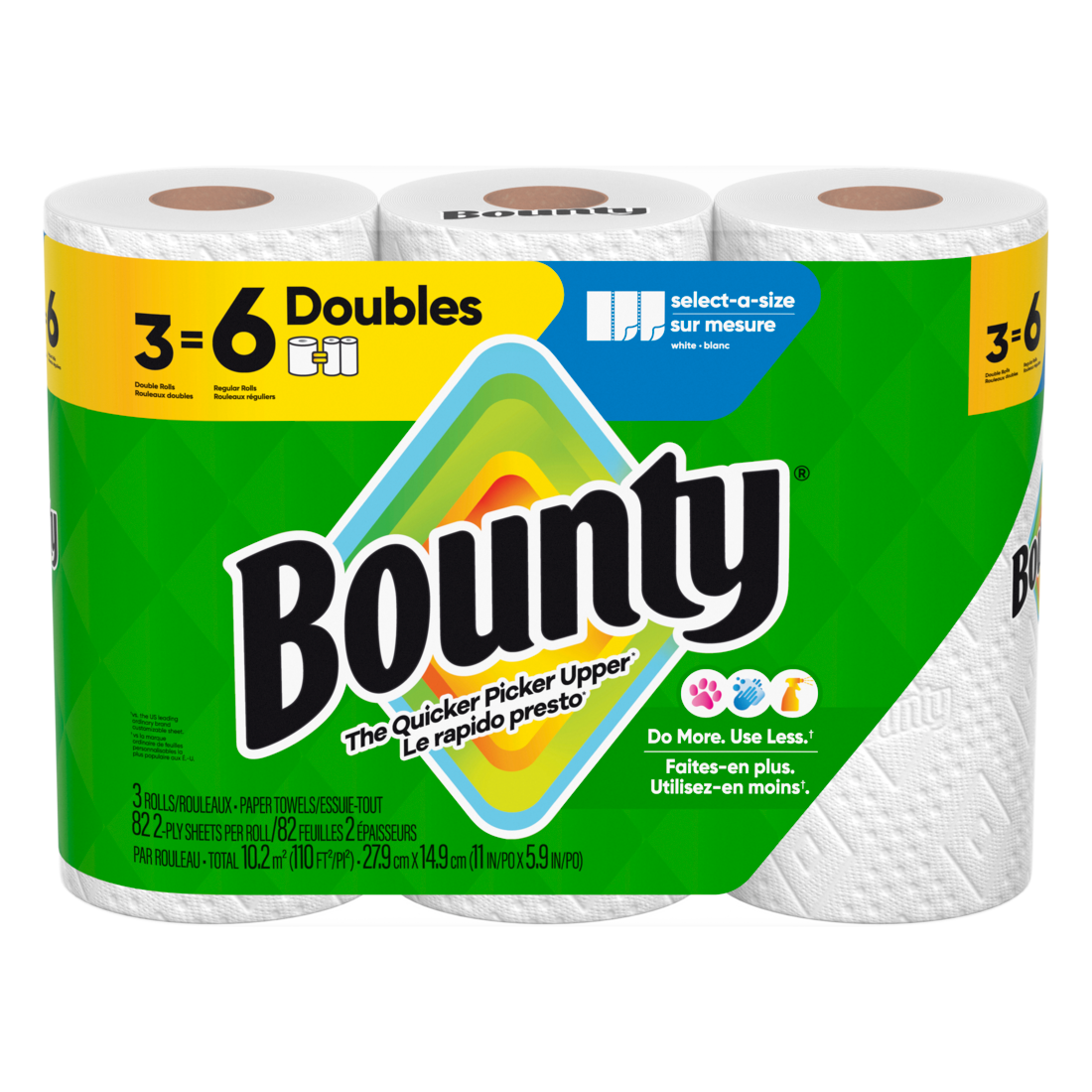 Bounty Paper Towels Select-A-Size White 3 Double Rolls 82 Sheets Per Roll - 3ct/8pk