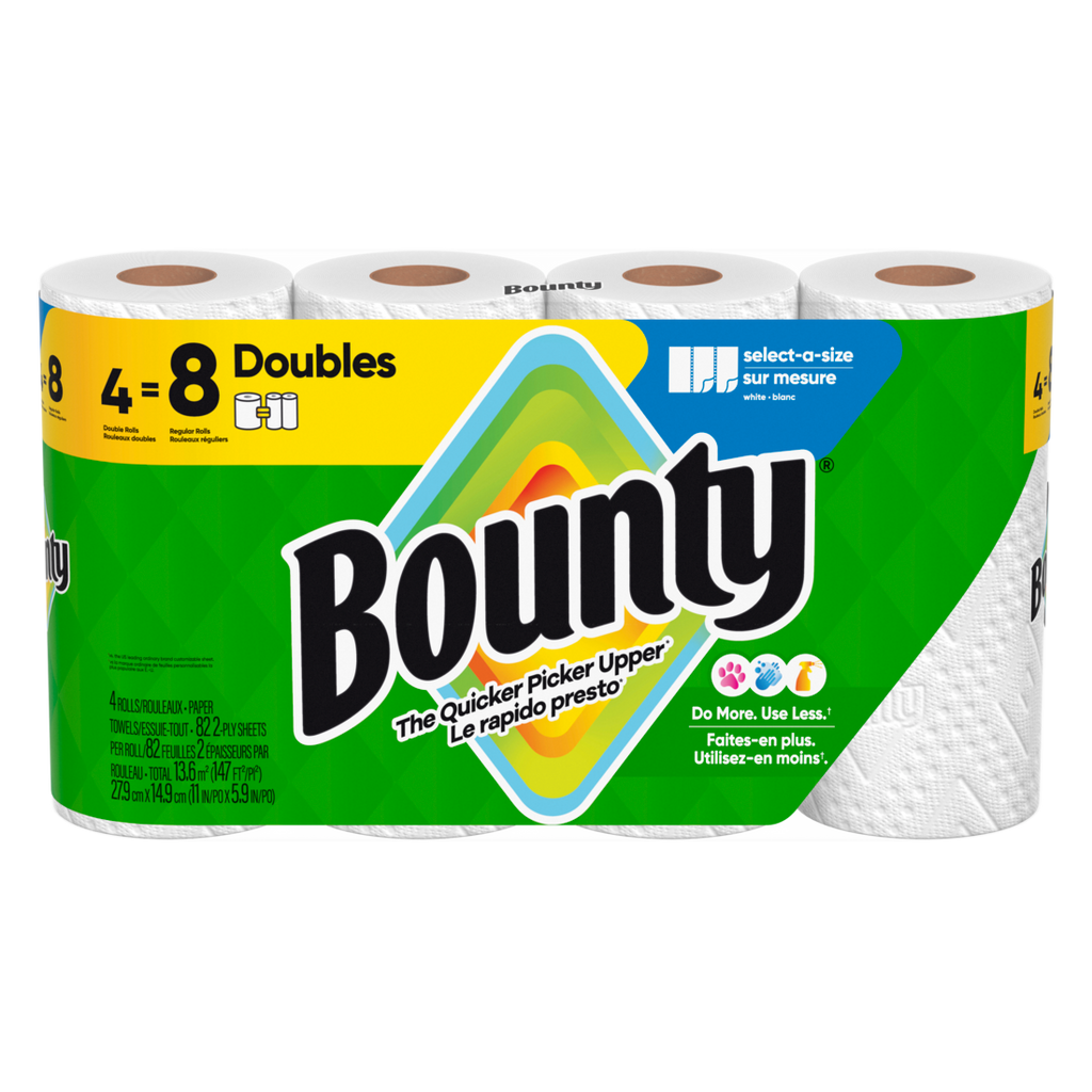 Bounty Paper Towels Select-A-Size White 4 Double Rolls 82 Sheets Per Roll - 4ct/6pk