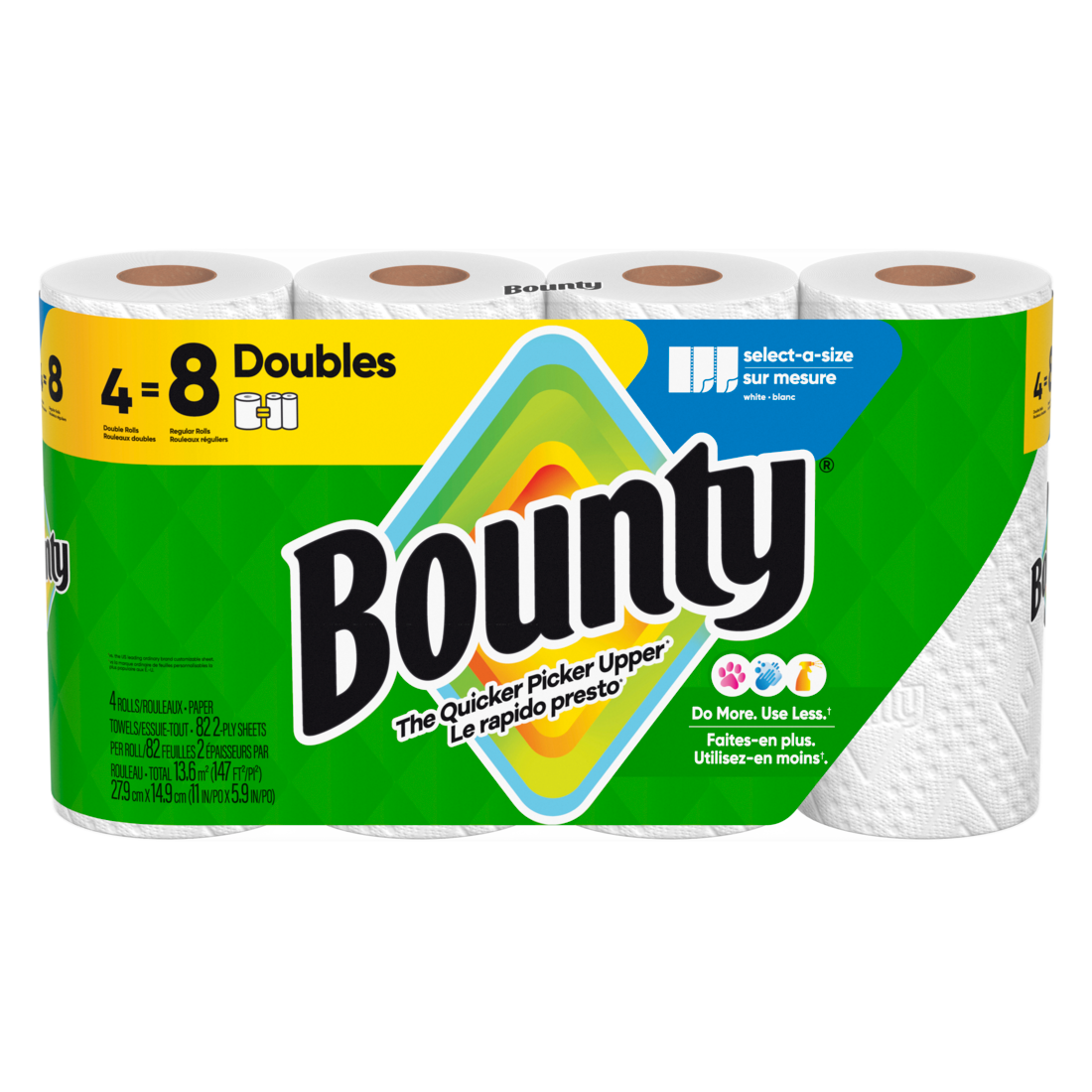 Bounty Paper Towels Select-A-Size White 4 Double Rolls 82 Sheets Per Roll - 4ct/6pk