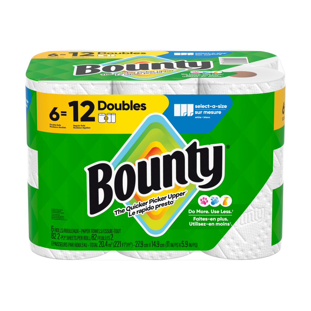 Bounty Paper Towels Select-A-Size White 6 Double Rolls 82 Sheets Per Roll - 6ct/1pk