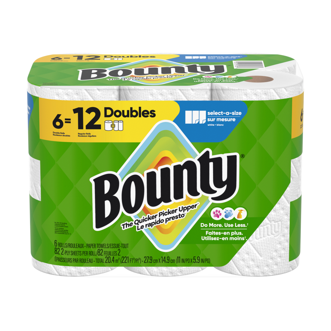 Bounty Paper Towels Select-A-Size White 6 Double Rolls 82 Sheets Per Roll - 6ct/1pk