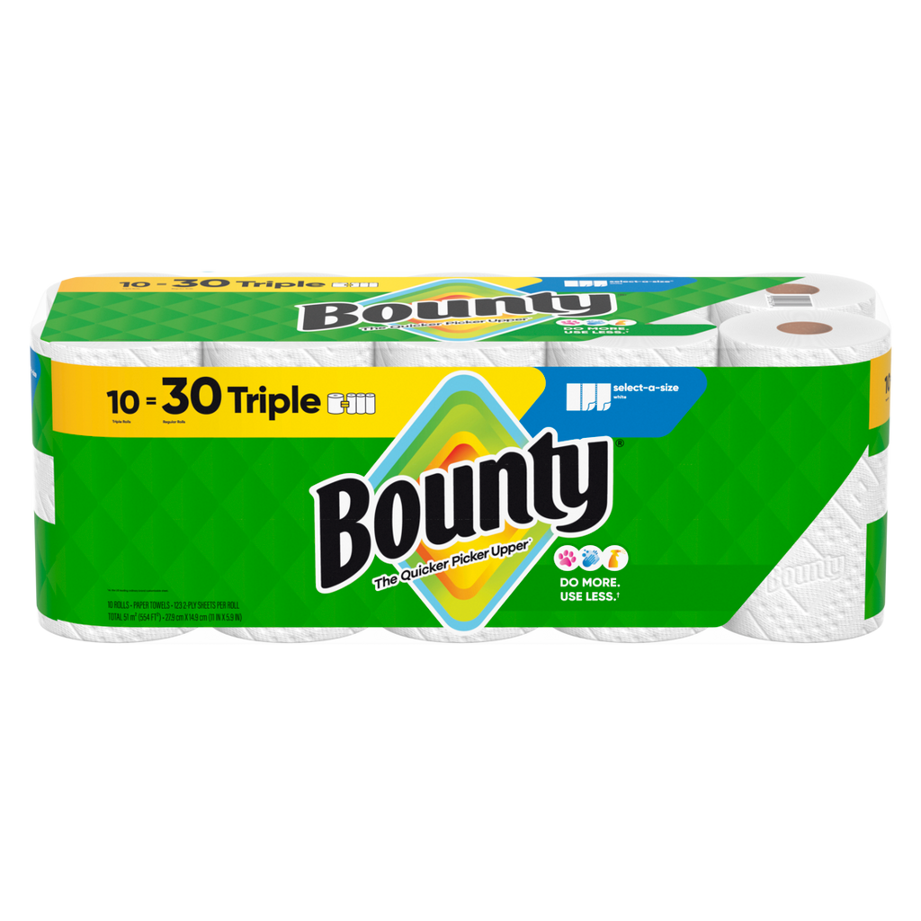 Bounty Paper Towels Select-A-Size White 10 Triple Rolls 123 Sheets Per Roll - 10ct/1pk