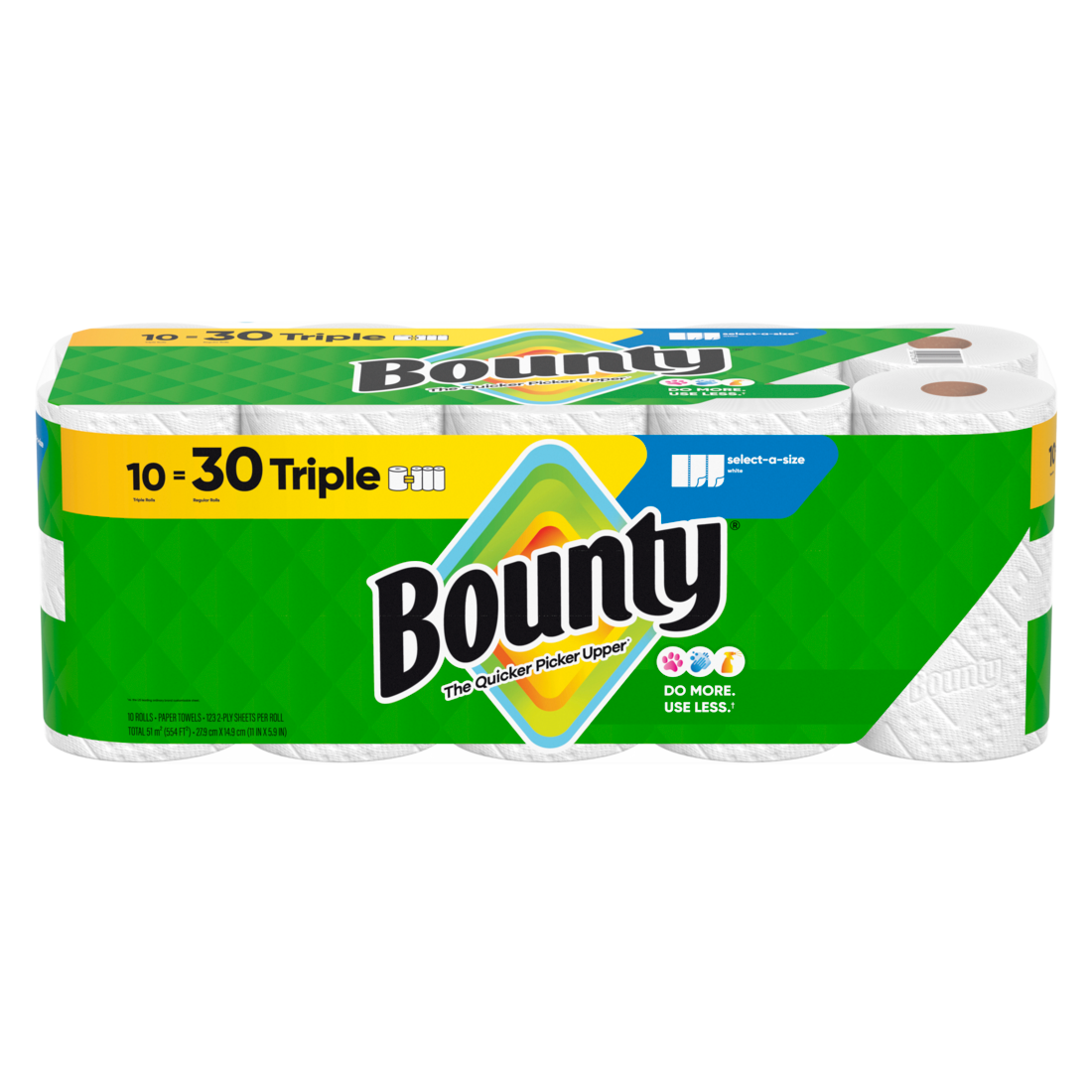 Bounty Paper Towels Select-A-Size White 10 Triple Rolls 123 Sheets Per Roll - 10ct/1pk