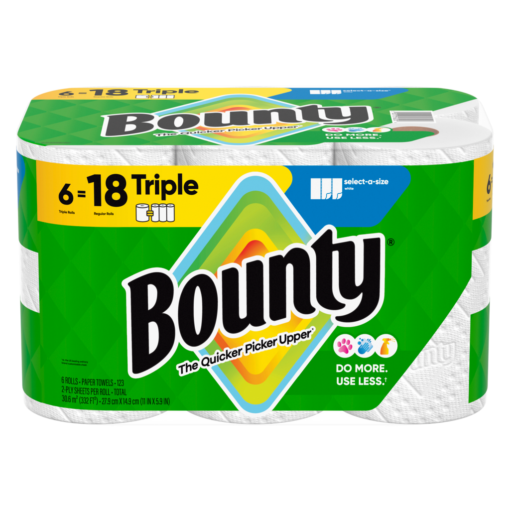 Bounty Paper Towels Select-A-Size White 6 Triple Rolls 123 Sheets Per Roll - 6ct/1pk